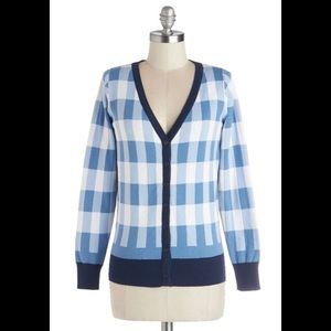 NWOT Modcloth checkered blue cardigan